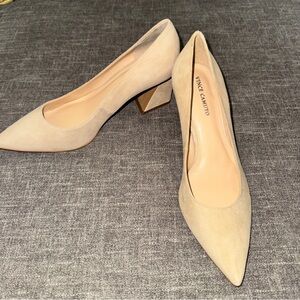 Vince Camuto Tan Heels Elegant Suede Design
